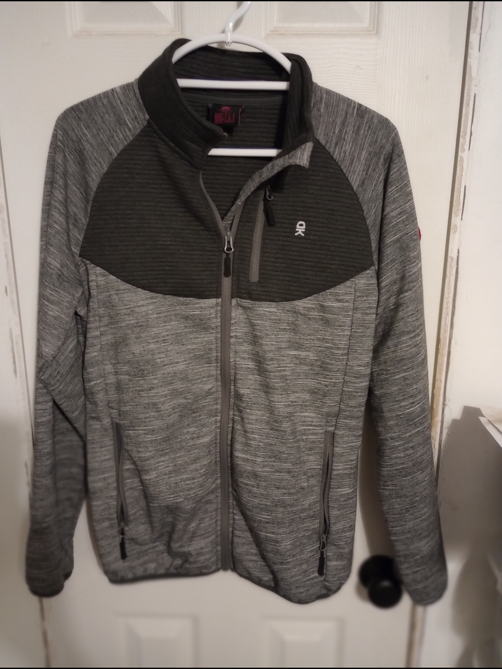 Men's Grey Utility Zip-Up Jacket with Contrast Yoke